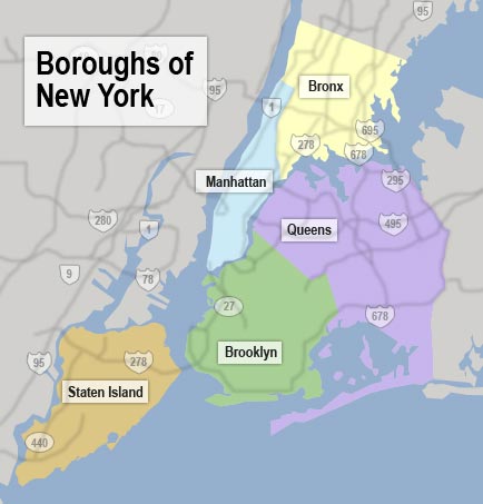 The 5 boroughs of NYC