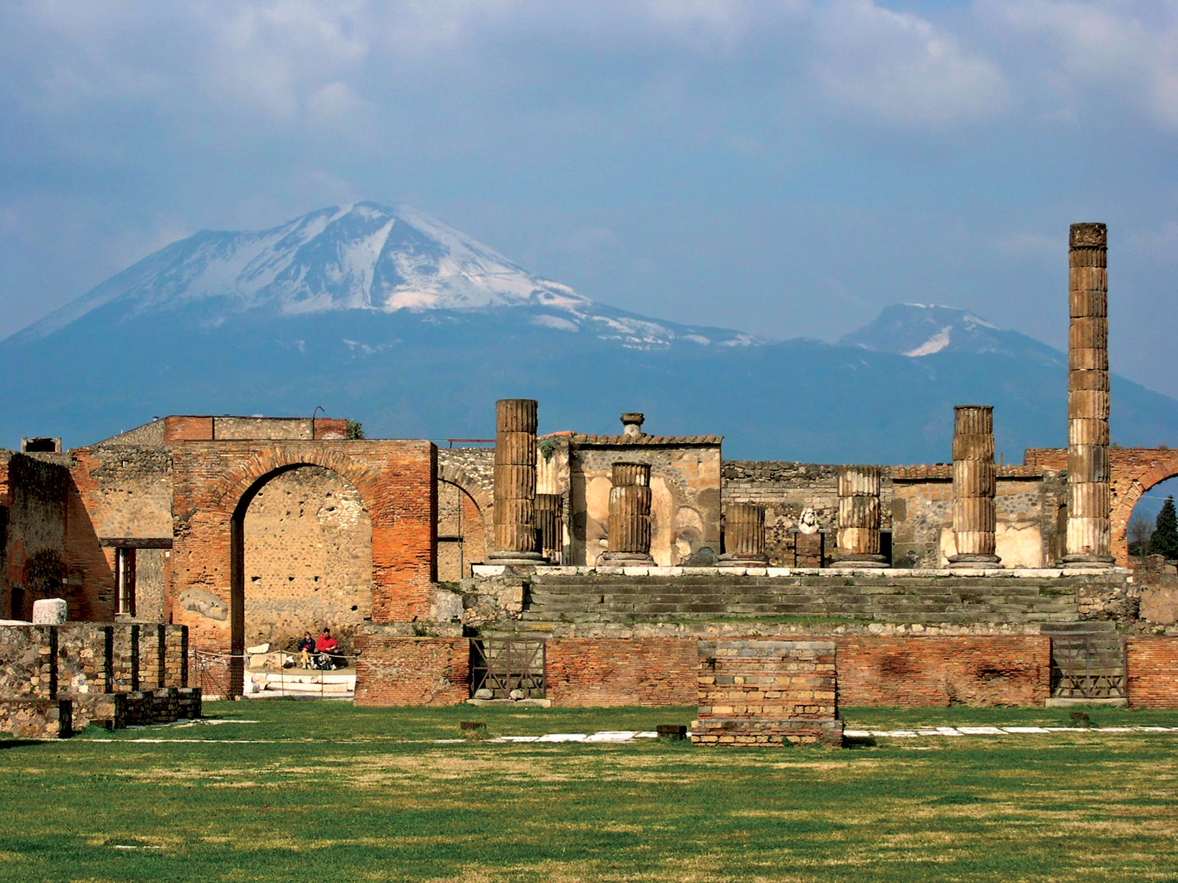 The ruins of Pompeii, with Mt. Vesuvius in the distance