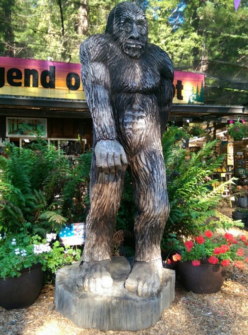 Carved Bigfoot at the Legend of Bigfoot shop.
