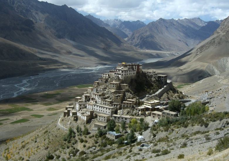 Kye Gompa with Spiti River flowing behind